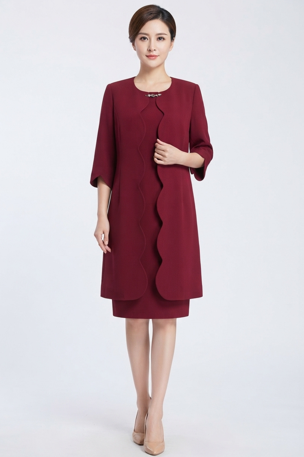 Maya Brooke 3/4 Sleeve 2 Piece Jacket Dress (PLUS SIZE)