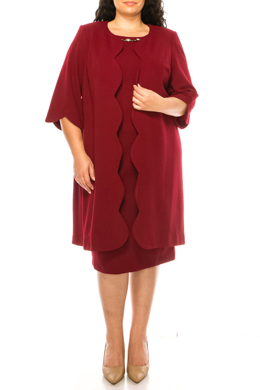Maya Brooke 3/4 Sleeve 2 Piece Jacket Dress (PLUS SIZE)