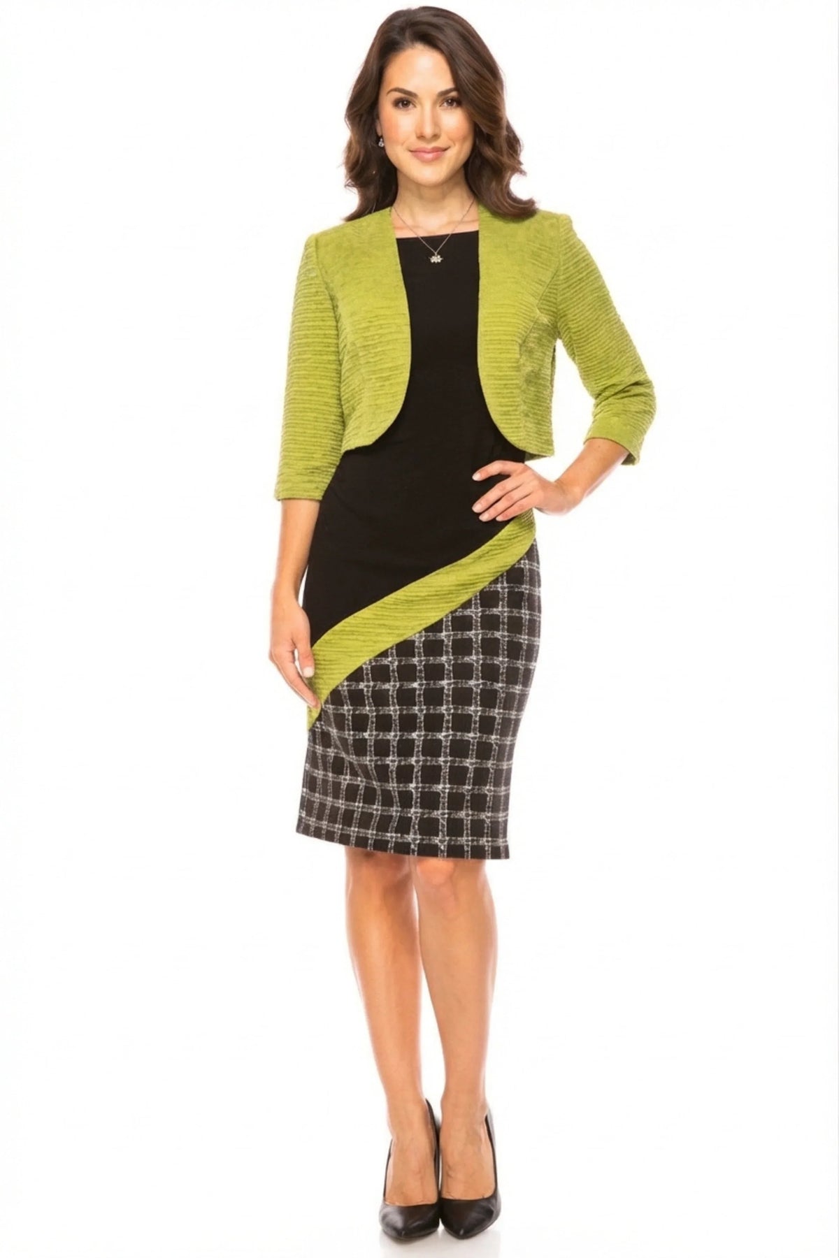 Maya Brooke Angled Contrast Print Jacket Dress