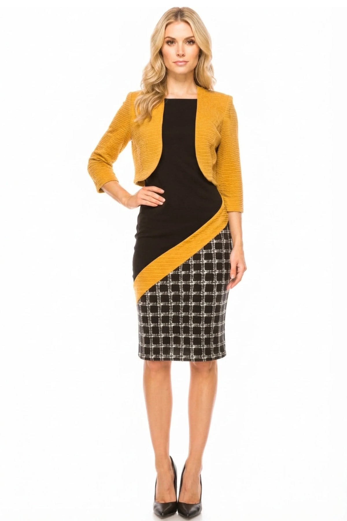 Maya Brooke Angled Contrast Print Jacket Dress