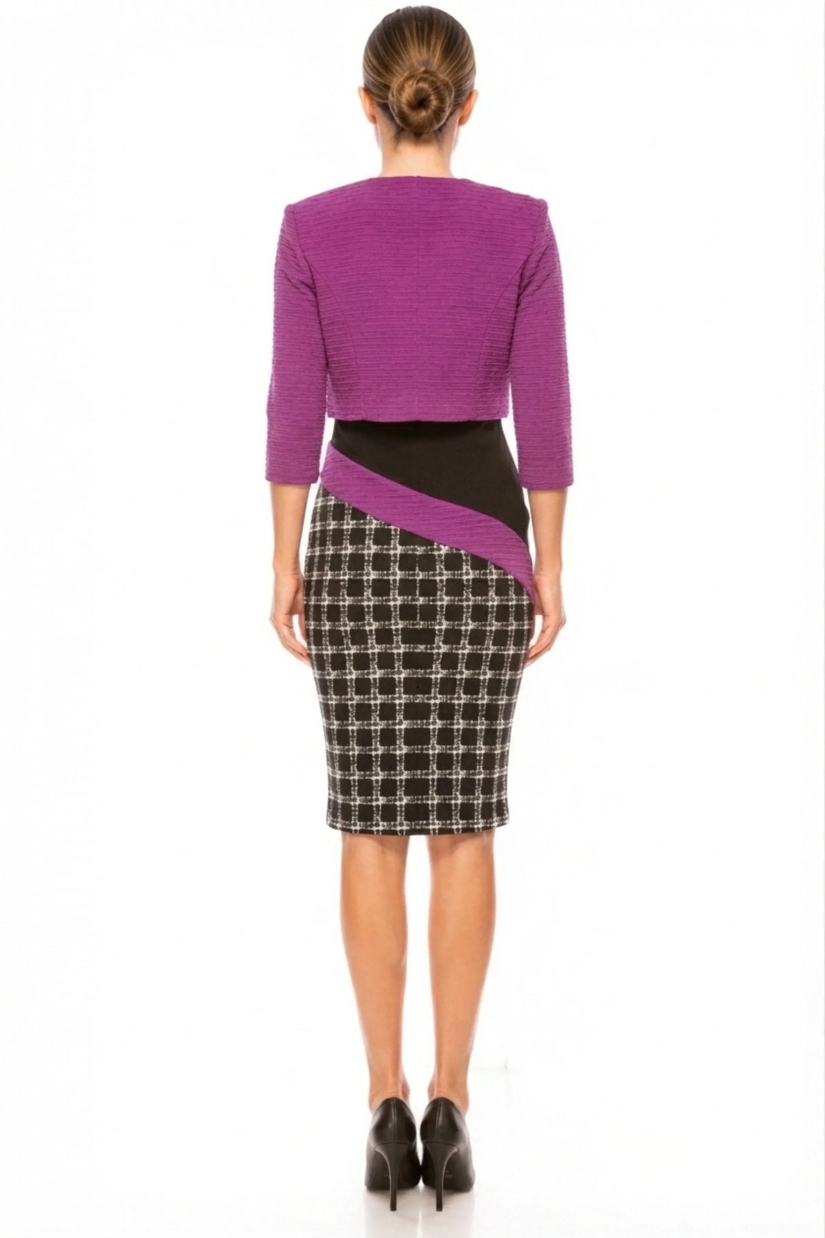 Maya Brooke Angled Contrast Print Jacket Dress