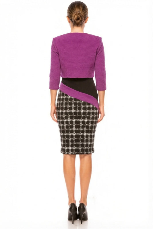 Maya Brooke Angled Contrast Print Jacket Dress