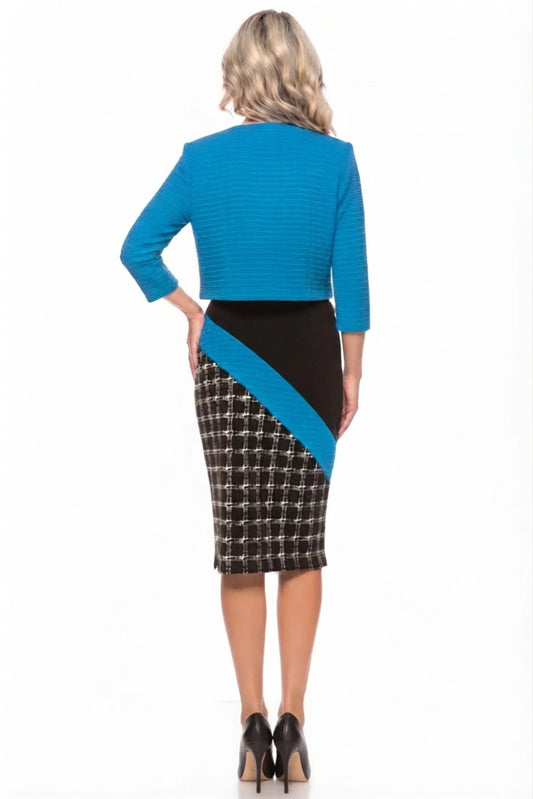 Maya Brooke Angled Contrast Print Jacket Dress