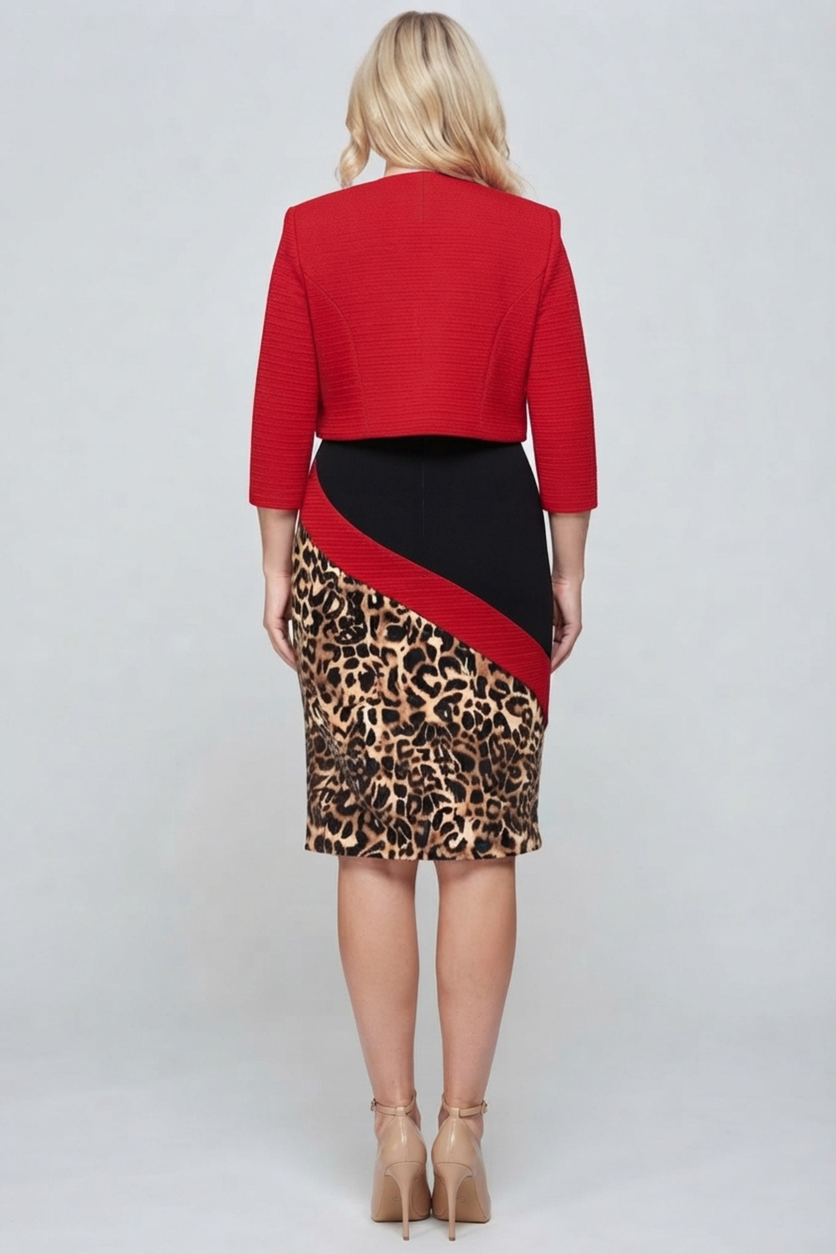 Maya Brooke Asymmetrical Animal Print Jacket Dress