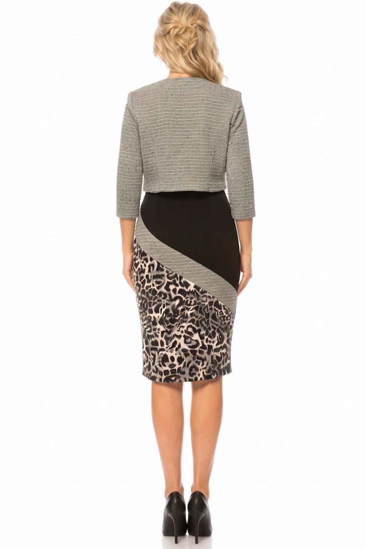 Maya Brooke Asymmetrical Animal Print Jacket Dress