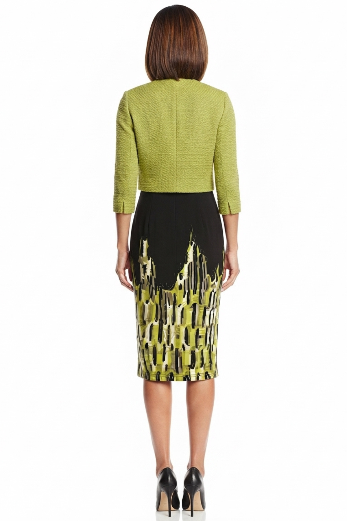 Maya Brooke Abstract Print Cropped Jacket Dress