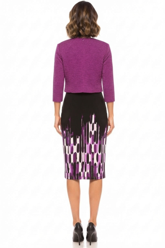 Maya Brooke Abstract Print Cropped Jacket Dress