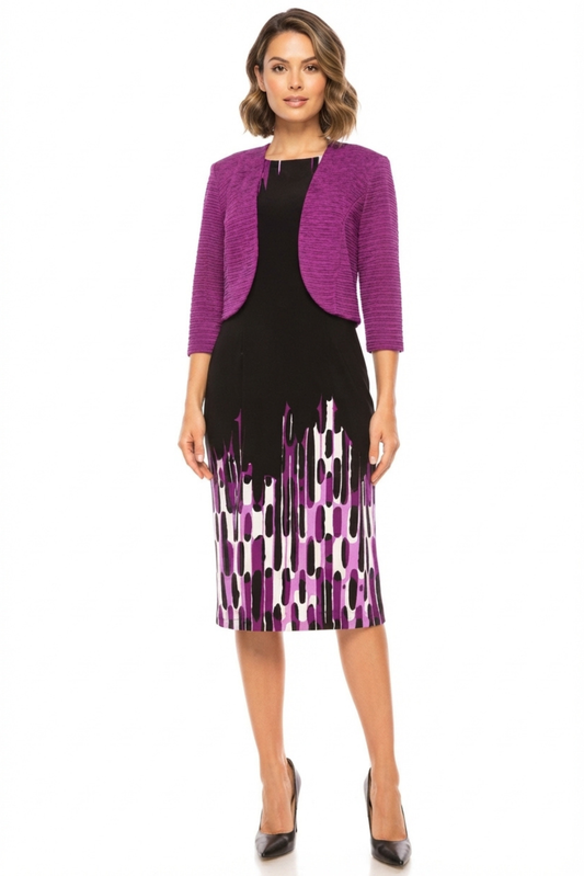 Maya Brooke Abstract Print Cropped Jacket Dress
