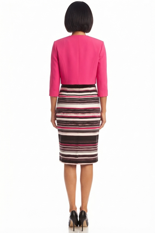 Maya Brooke Abstract Print 3/4 Sleeve Jacket Dress