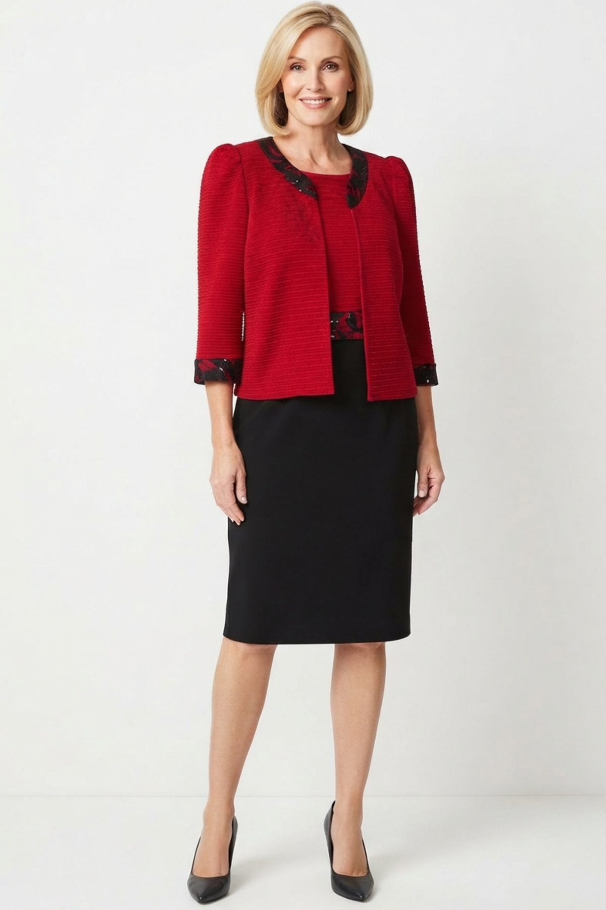 Maya Brooke Embroidered Sequin 2-Pc Jacket Dress