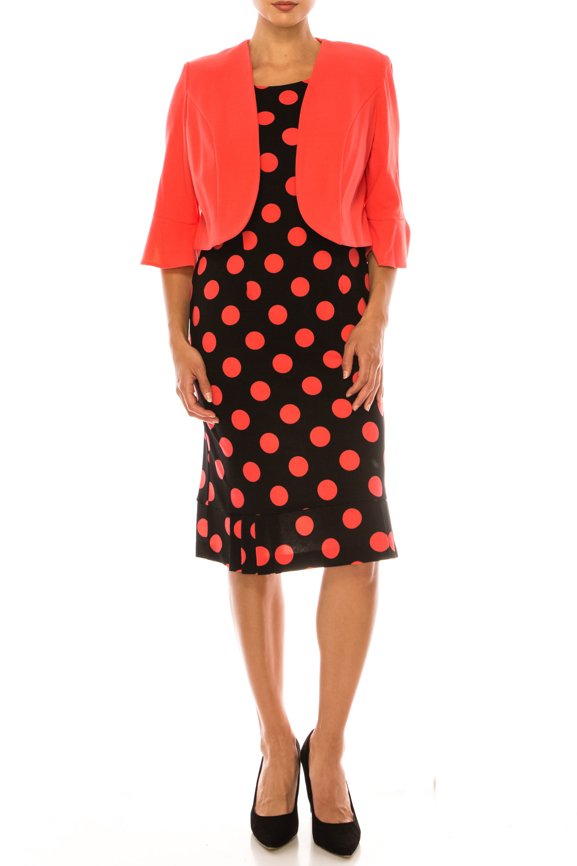 Maya Brooke Polka Dot Pleated Hem Jacket Dress Maya Brooke Polka Dot Pleated Hem Jacket Dress