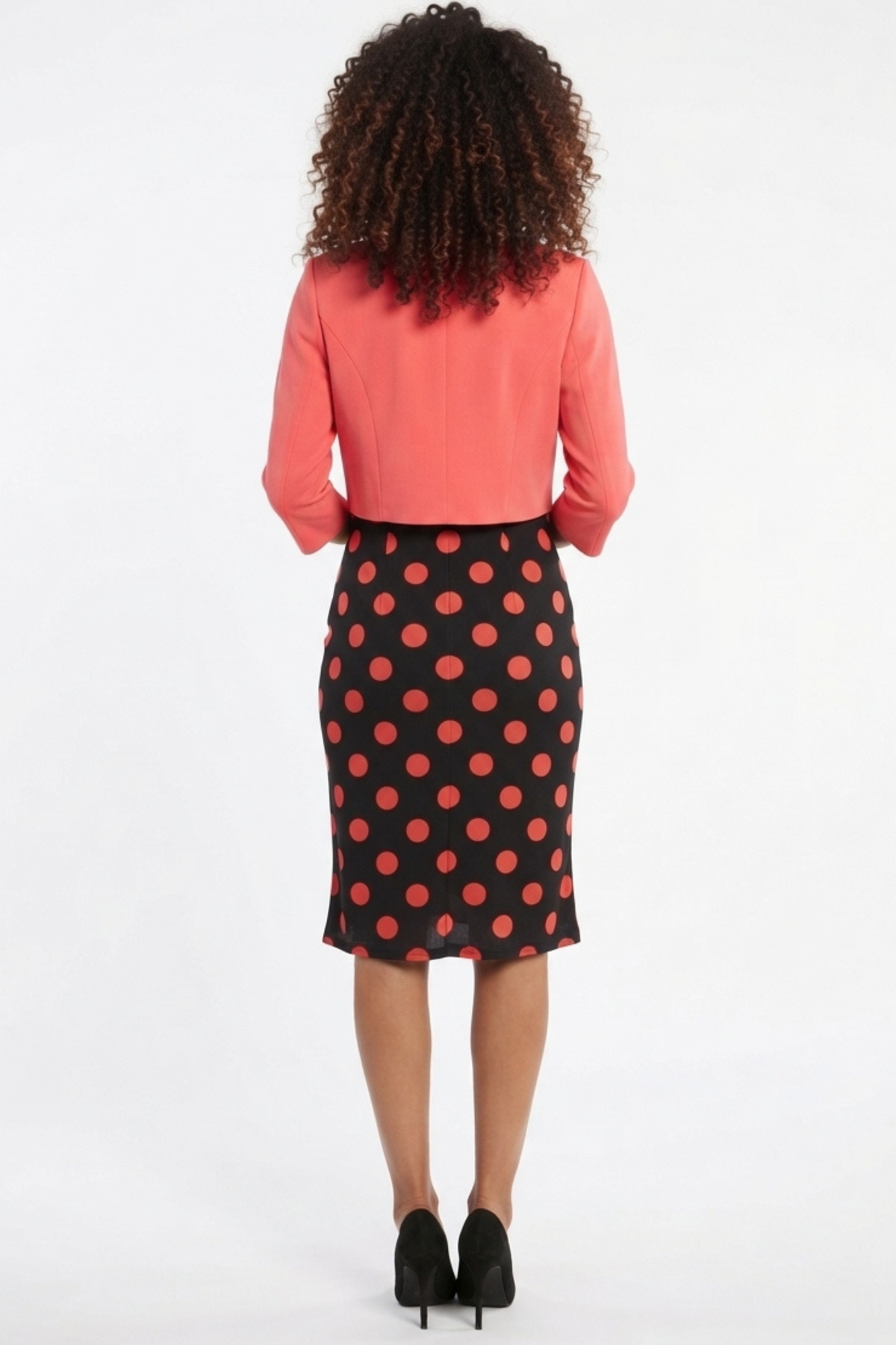 Maya Brooke Polka Dot Pleated Hem Jacket Dress