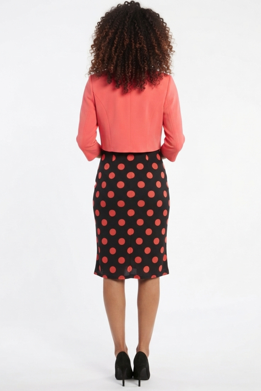 Maya Brooke Polka Dot Pleated Hem Jacket Dress