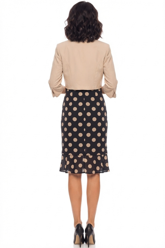 Maya Brooke Polka Dot Pleated Hem Jacket Dress