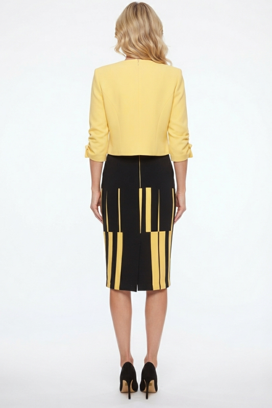 Maya Brooke Abstract Lined Contrast Jacket Dress