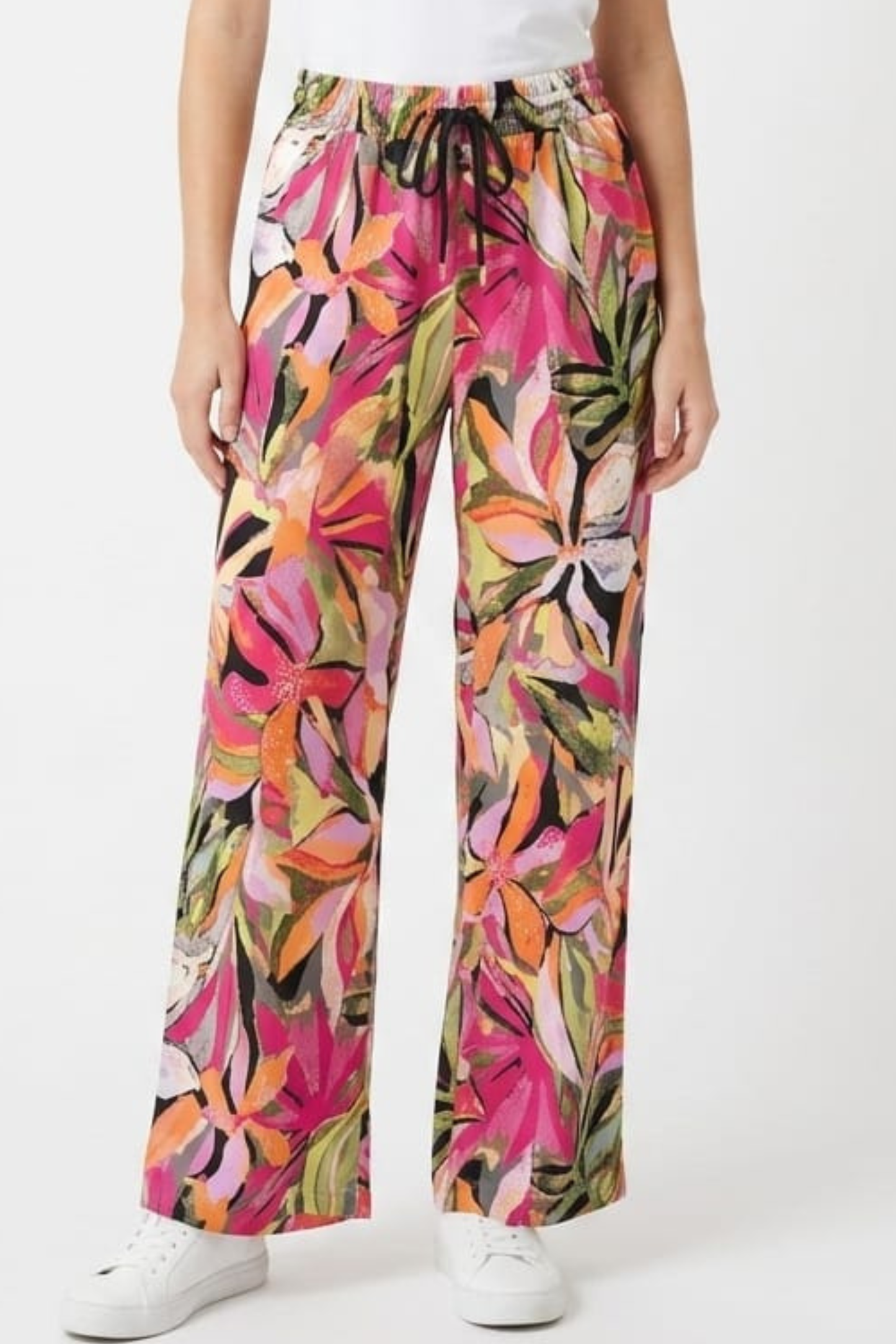 Zac & Rachel Printed Wide-Leg Drawstring Pull-On Pants