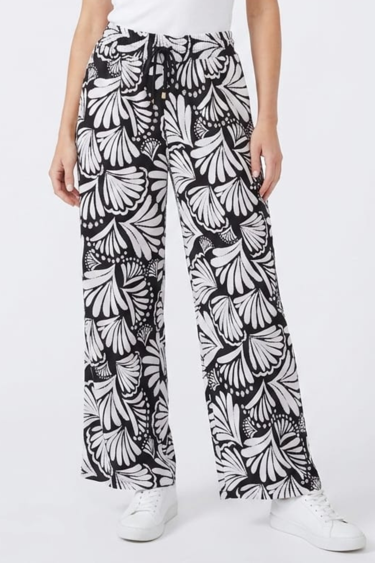 Zac & Rachel Printed Wide-Leg Drawstring Pull-On Pants