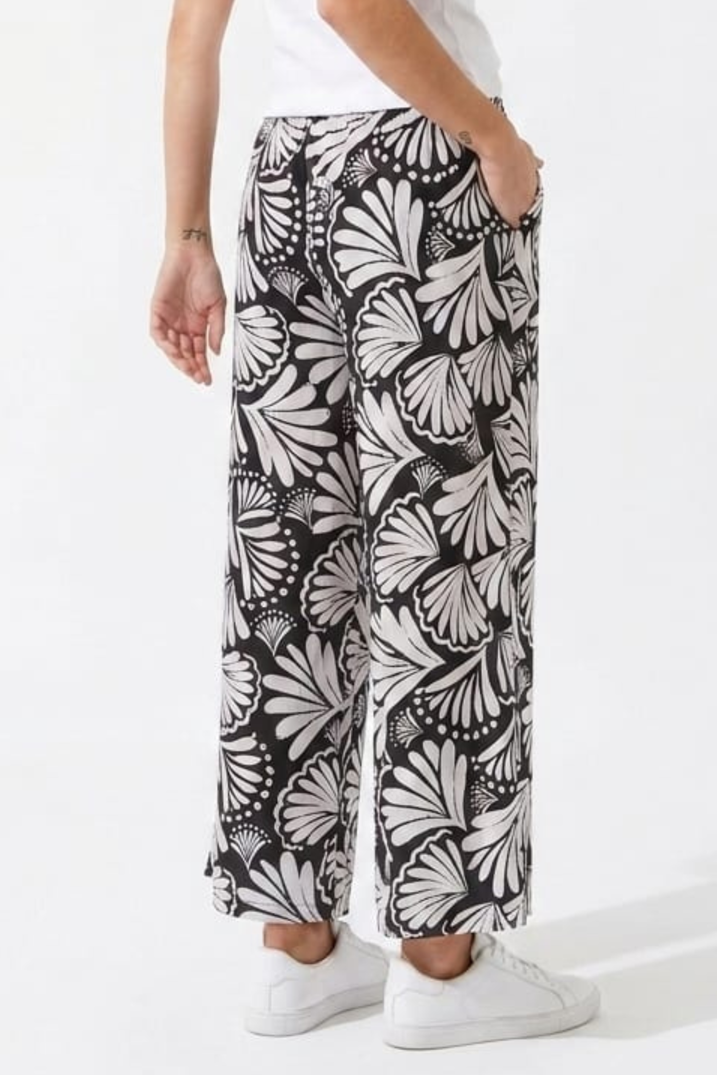 Zac & Rachel Printed Wide-Leg Drawstring Pull-On Pants