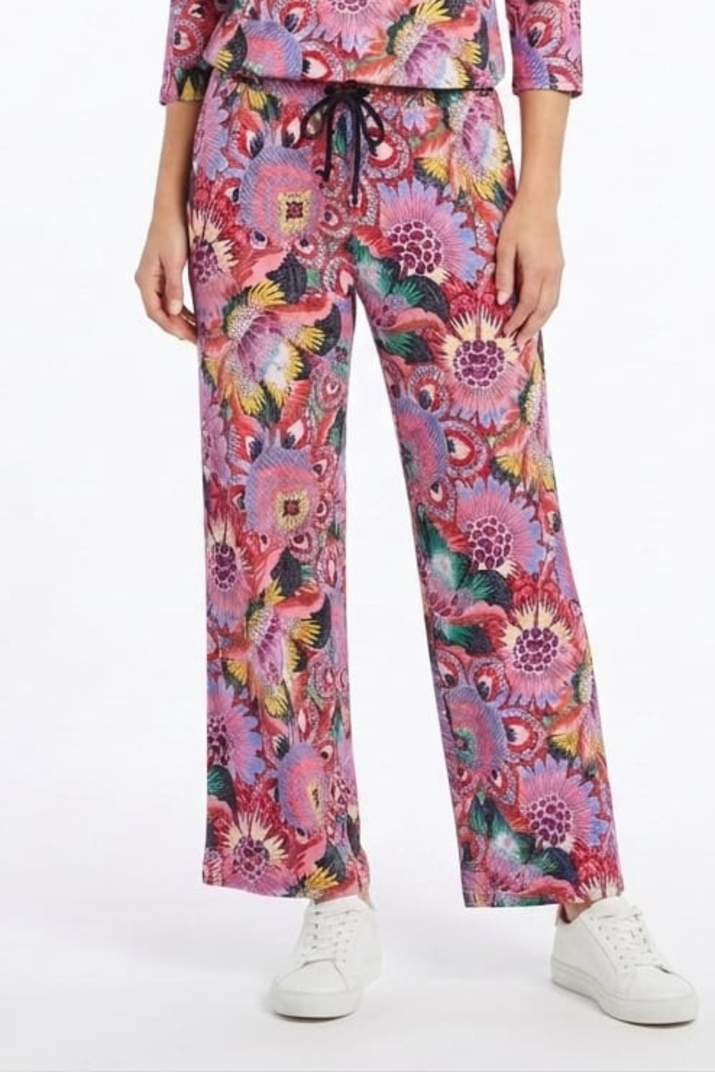Zac & Rachel Printed Wide-Leg Drawstring Pull-On Pants