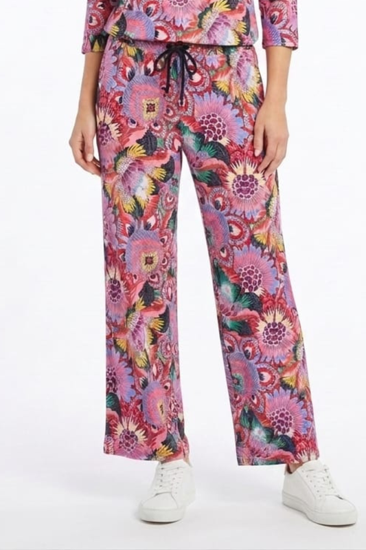 Zac & Rachel Printed Wide-Leg Drawstring Pull-On Pants
