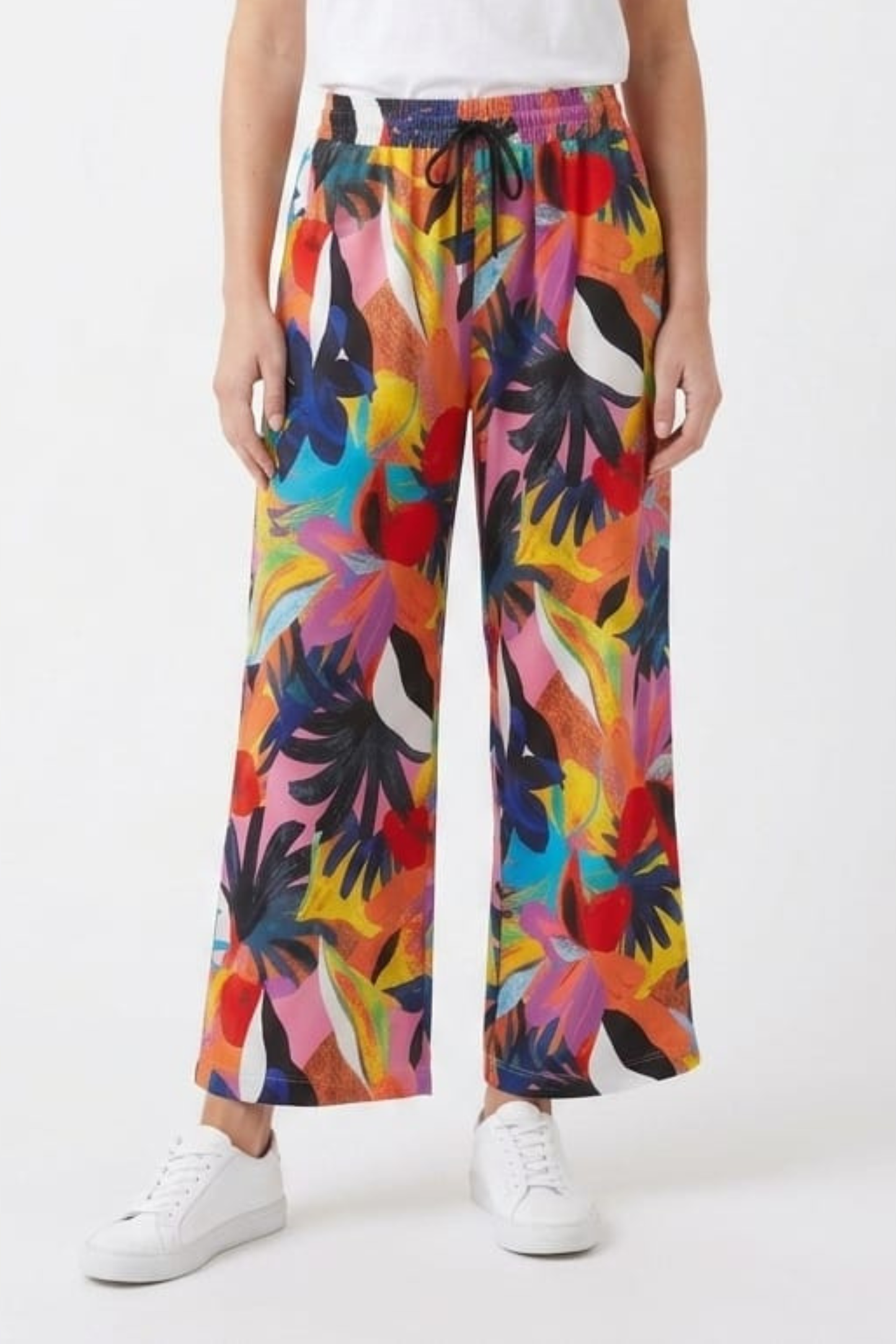 Zac & Rachel Printed Wide-Leg Drawstring Pull-On Pants