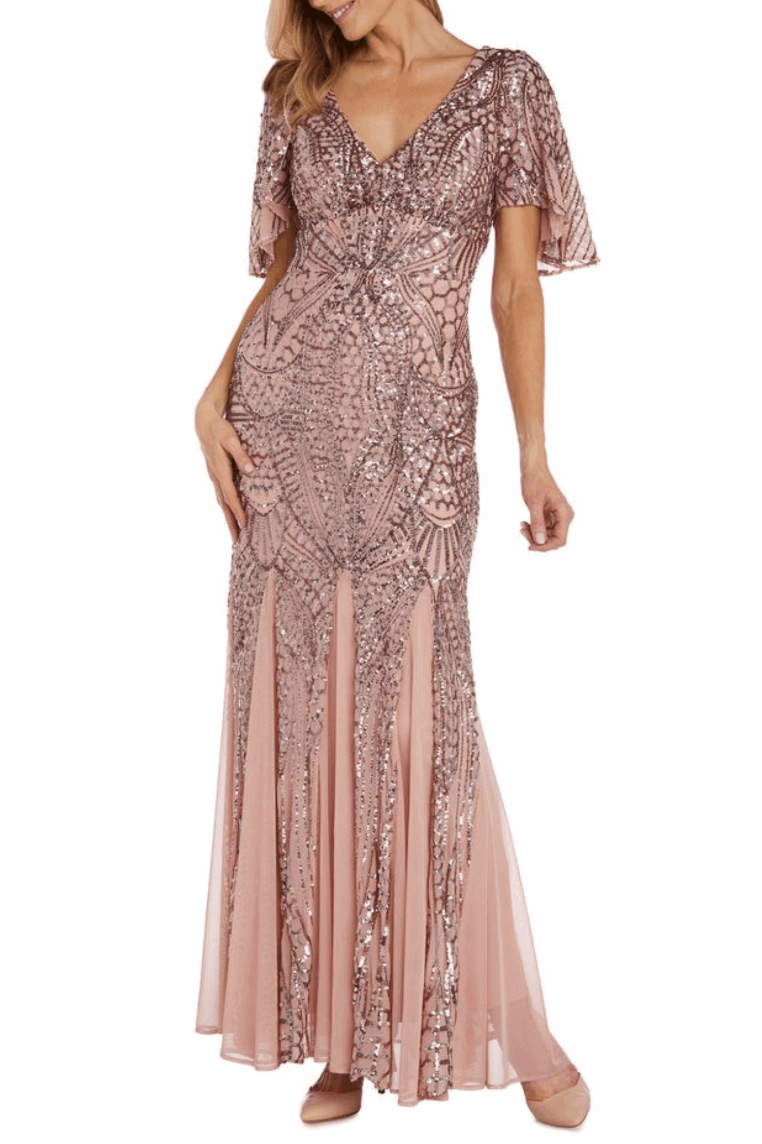 Nightway Mauve Mother of the Bride Sequin Dress