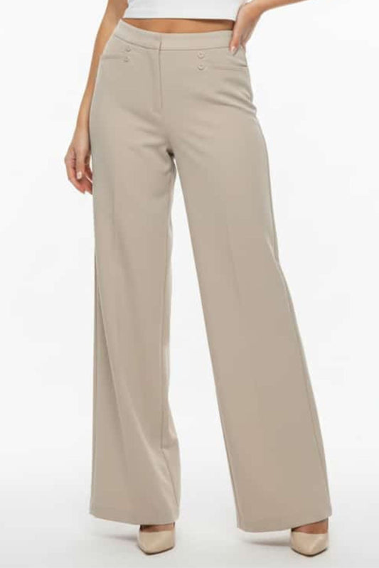 Zac & Rachel Sailor Button Wide Leg Pull-On Pants