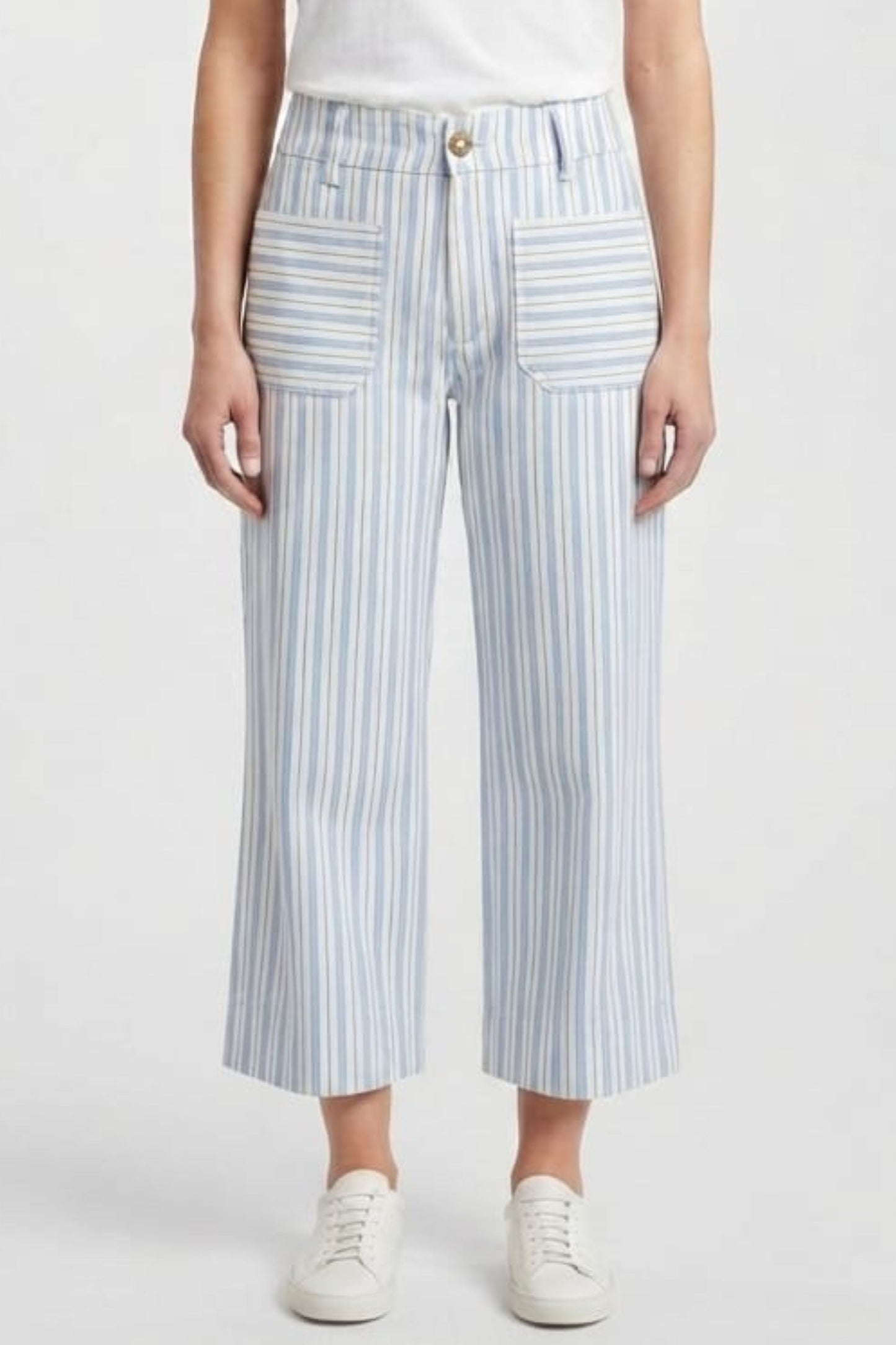 Zac & Rachel Victoria Blue Striped Wide-Leg Crop Pants
