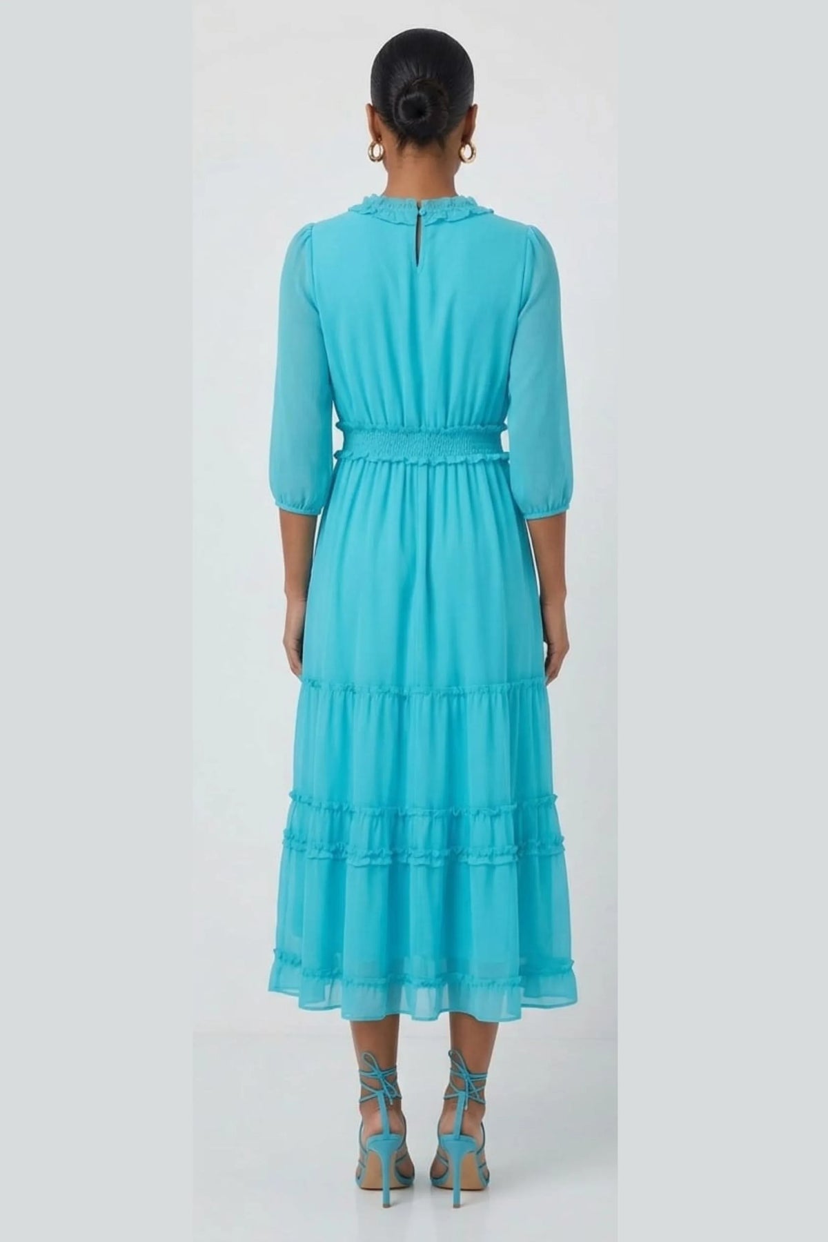 Nicole Miller Smocked Waist Tiered Maxi Dress