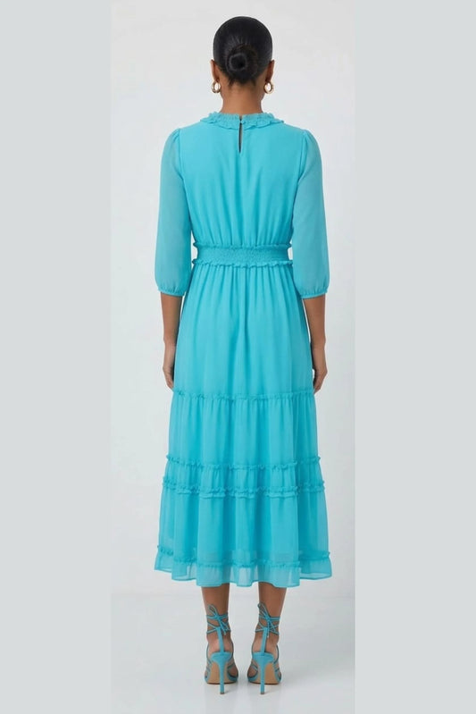 Nicole Miller Smocked Waist Tiered Maxi Dress