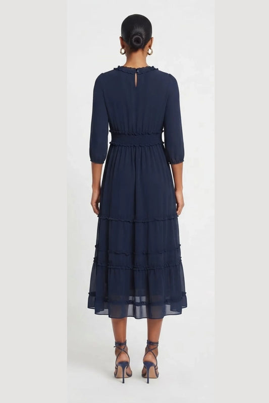 Nicole Miller Smocked Waist Tiered Maxi Dress
