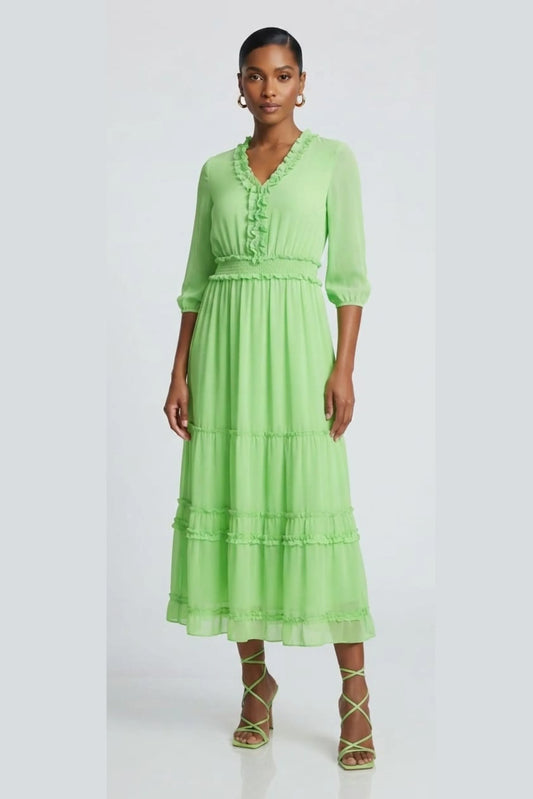 Nicole Miller Smocked Waist Tiered Maxi Dress