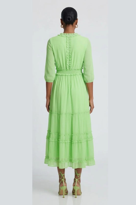 Nicole Miller Smocked Waist Tiered Maxi Dress