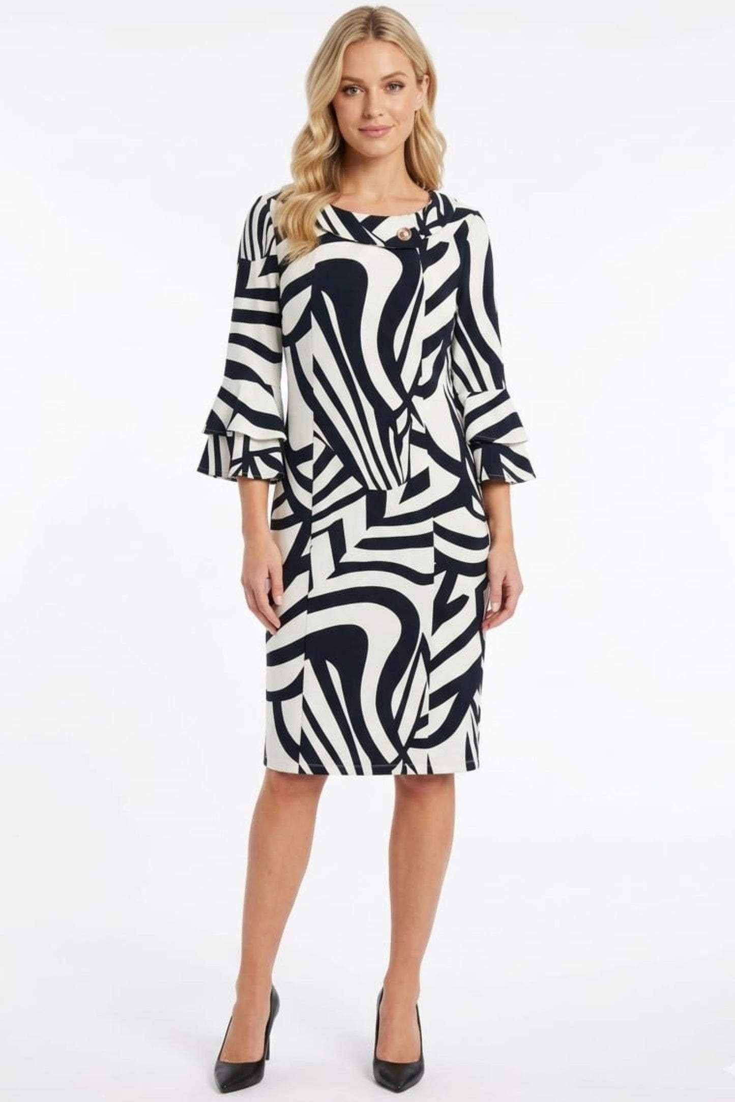 Jessica Rose Layered Bell Sleeve Sheath Dress