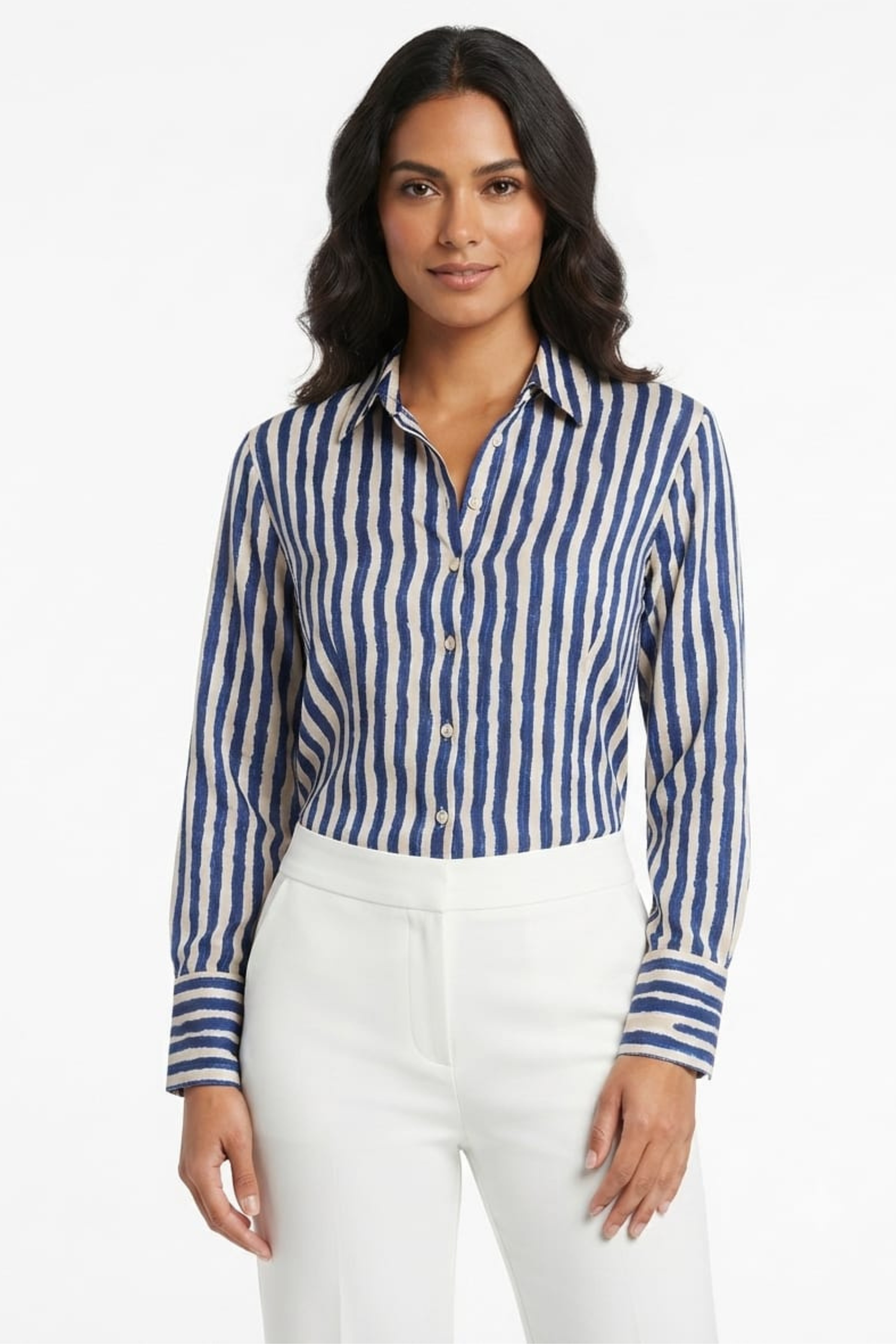Hester & Orchard Watercolor Striped Button-Down Shirt