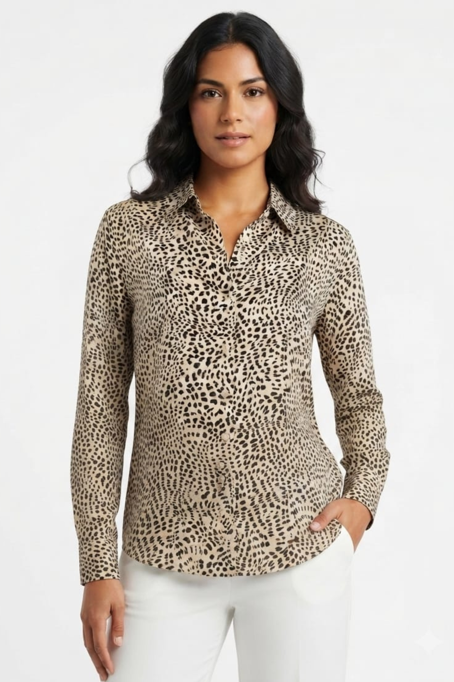 Hester & Orchard Leopard Print Button-Down Shirt