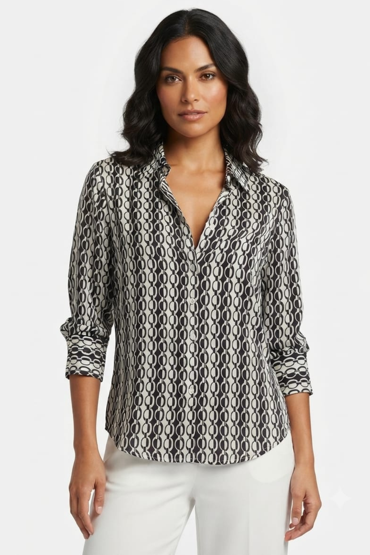 Hester & Orchard Geometric Chain Link Button-Down Shirt