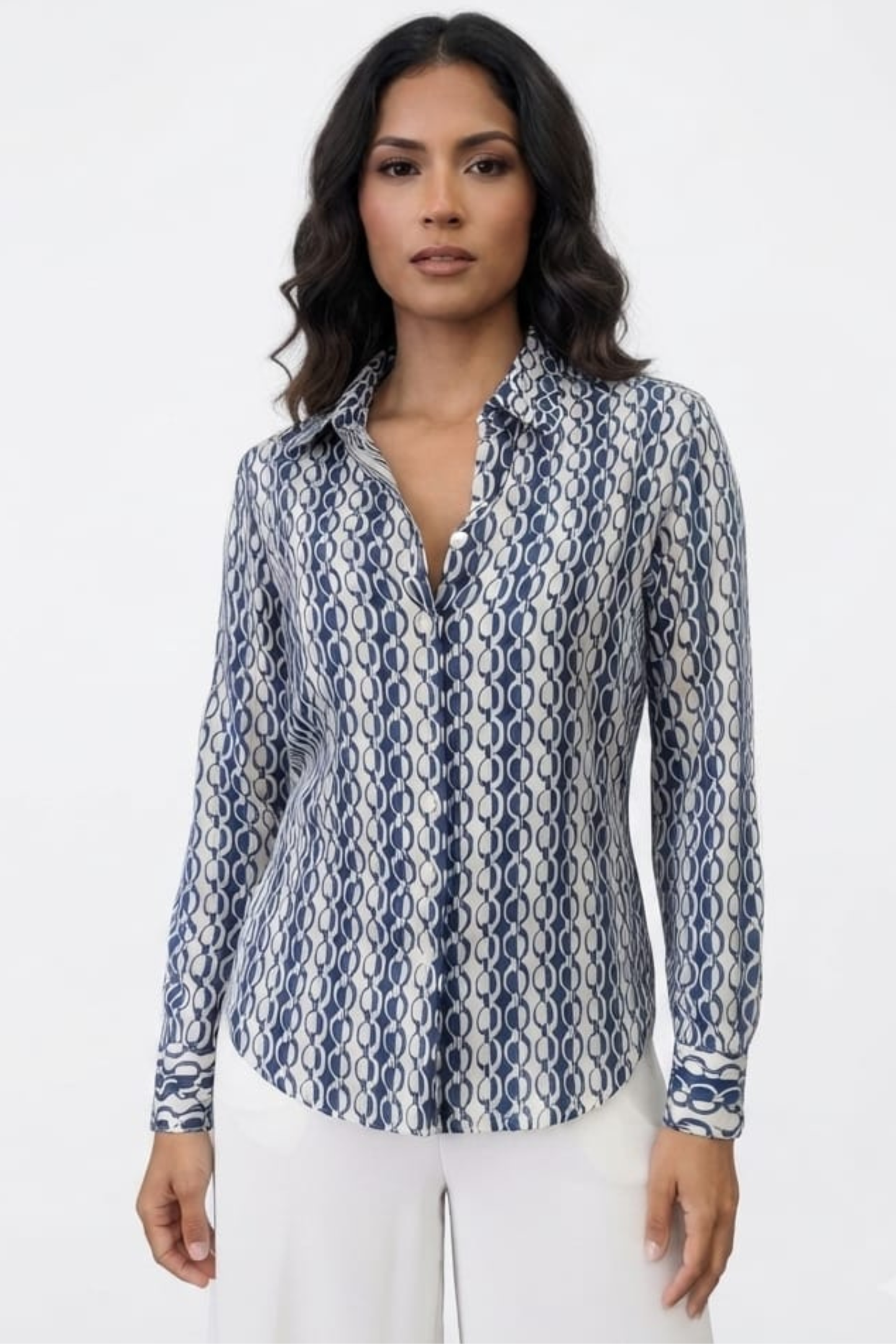 Hester & Orchard Geometric Chain Link Button-Down Shirt