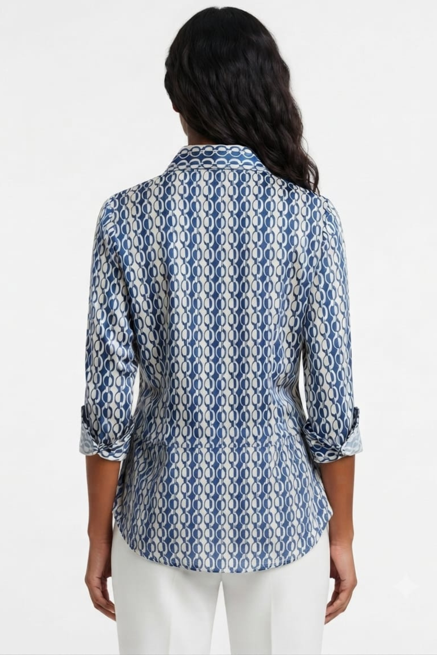 Hester & Orchard Geometric Chain Link Button-Down Shirt