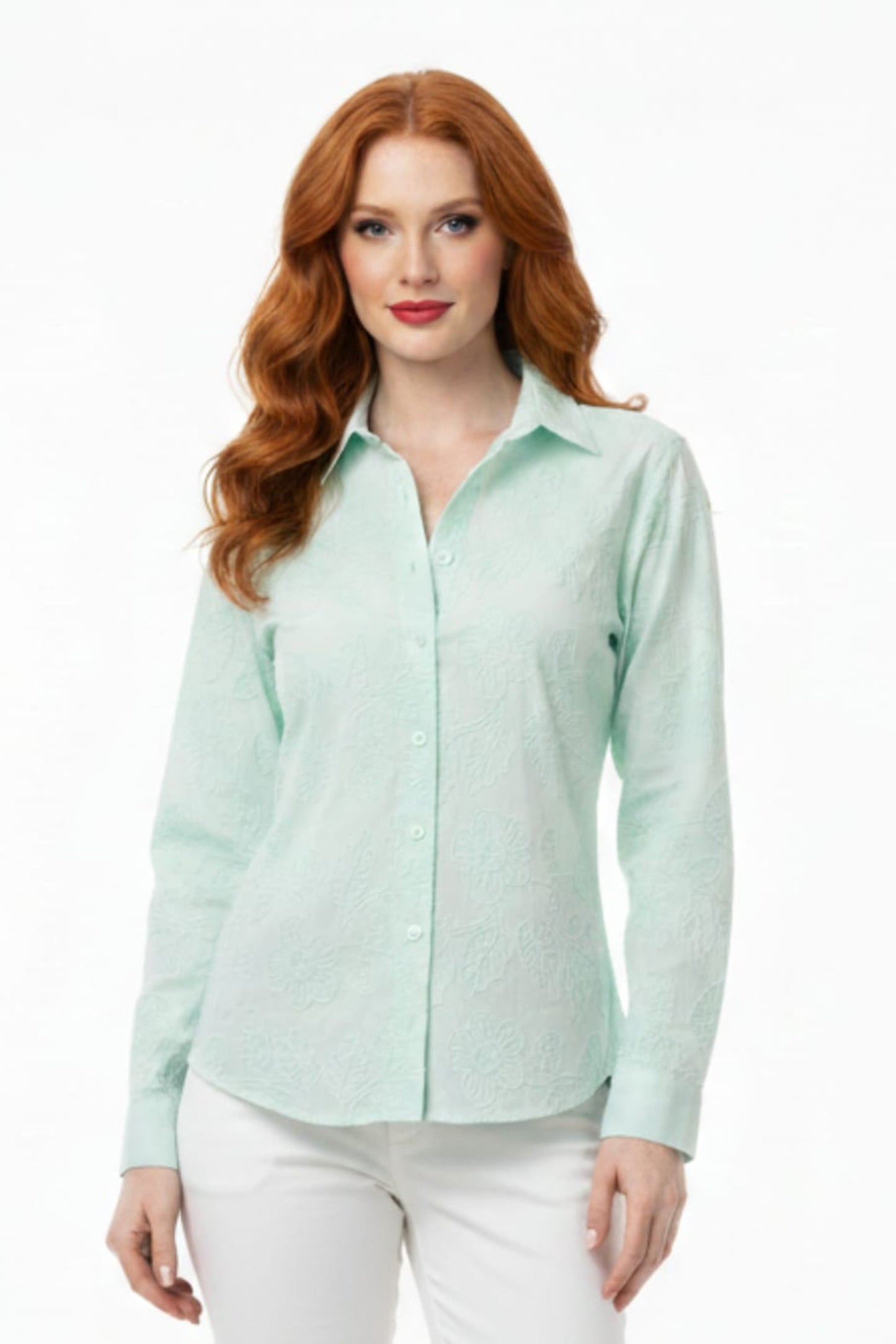 Hester & Orchard Floral Embroidered Button-Down Shirt