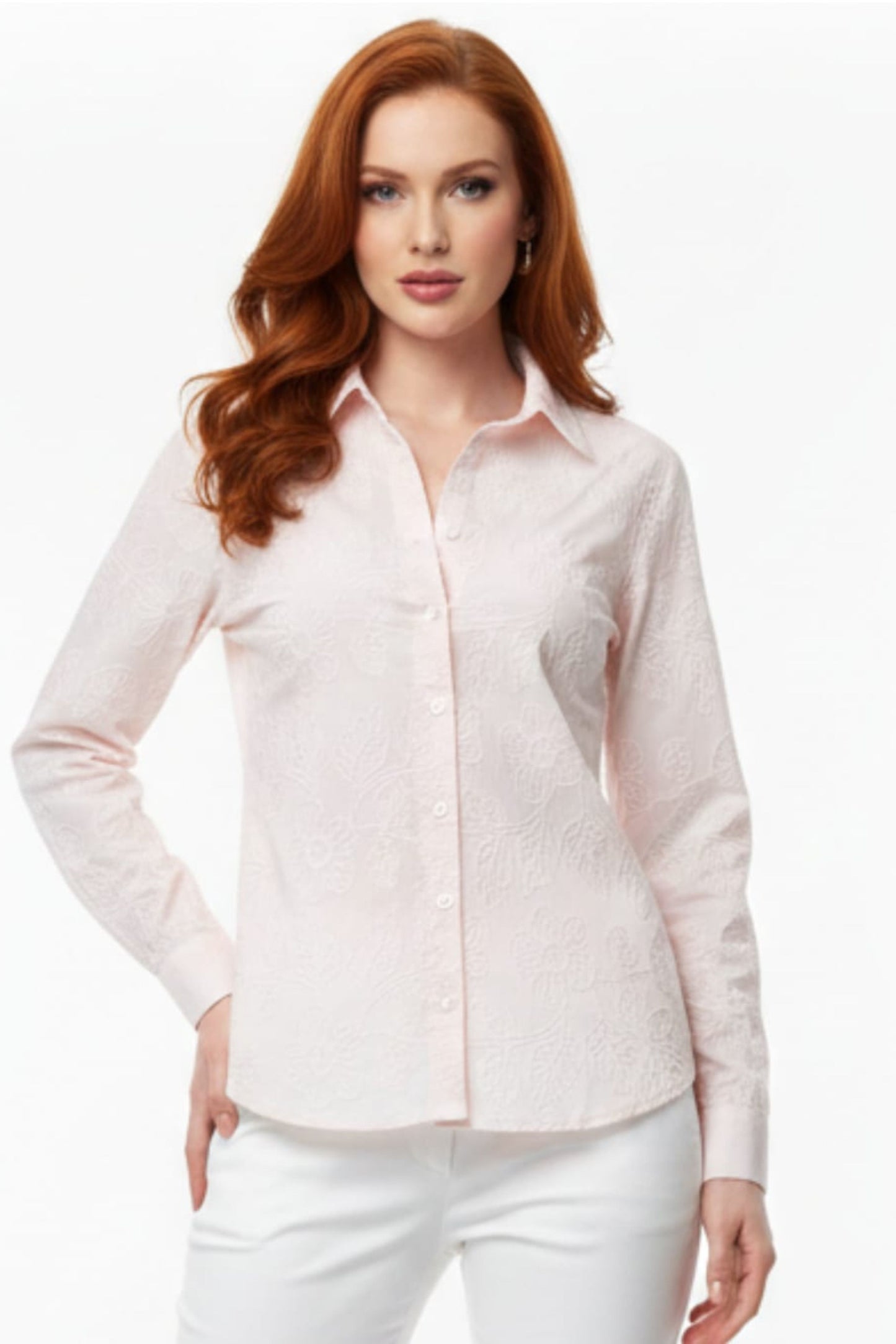 Hester & Orchard Floral Embroidered Button-Down Shirt