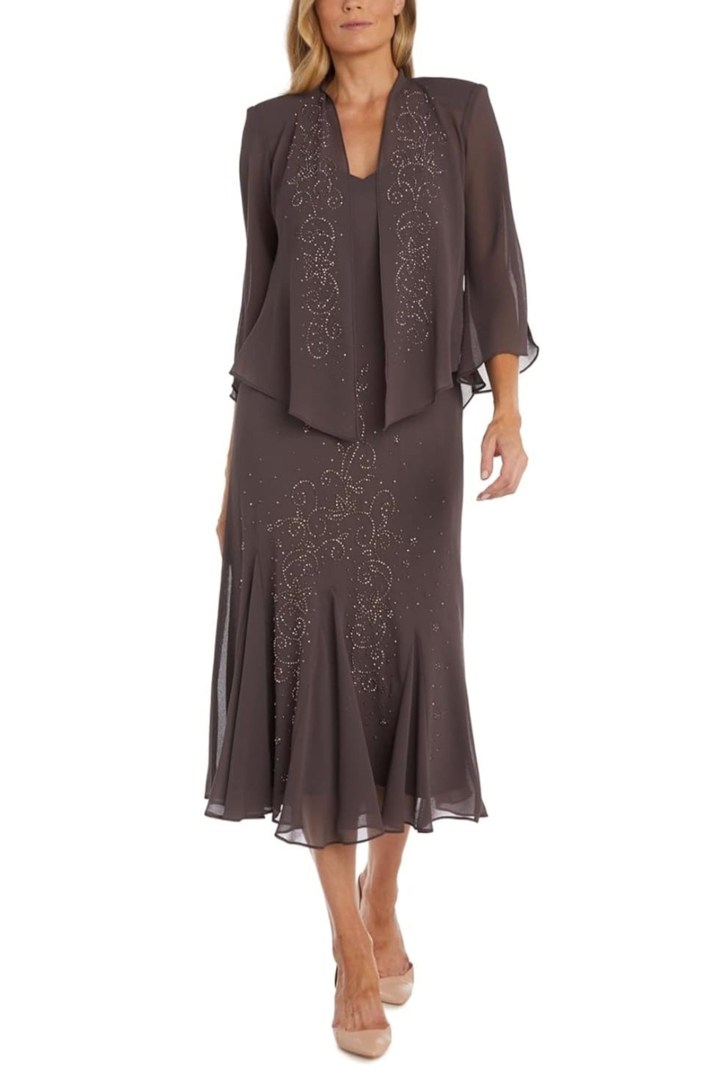 RM Richards Beaded Mermaid 2-Piece Jacket Dress