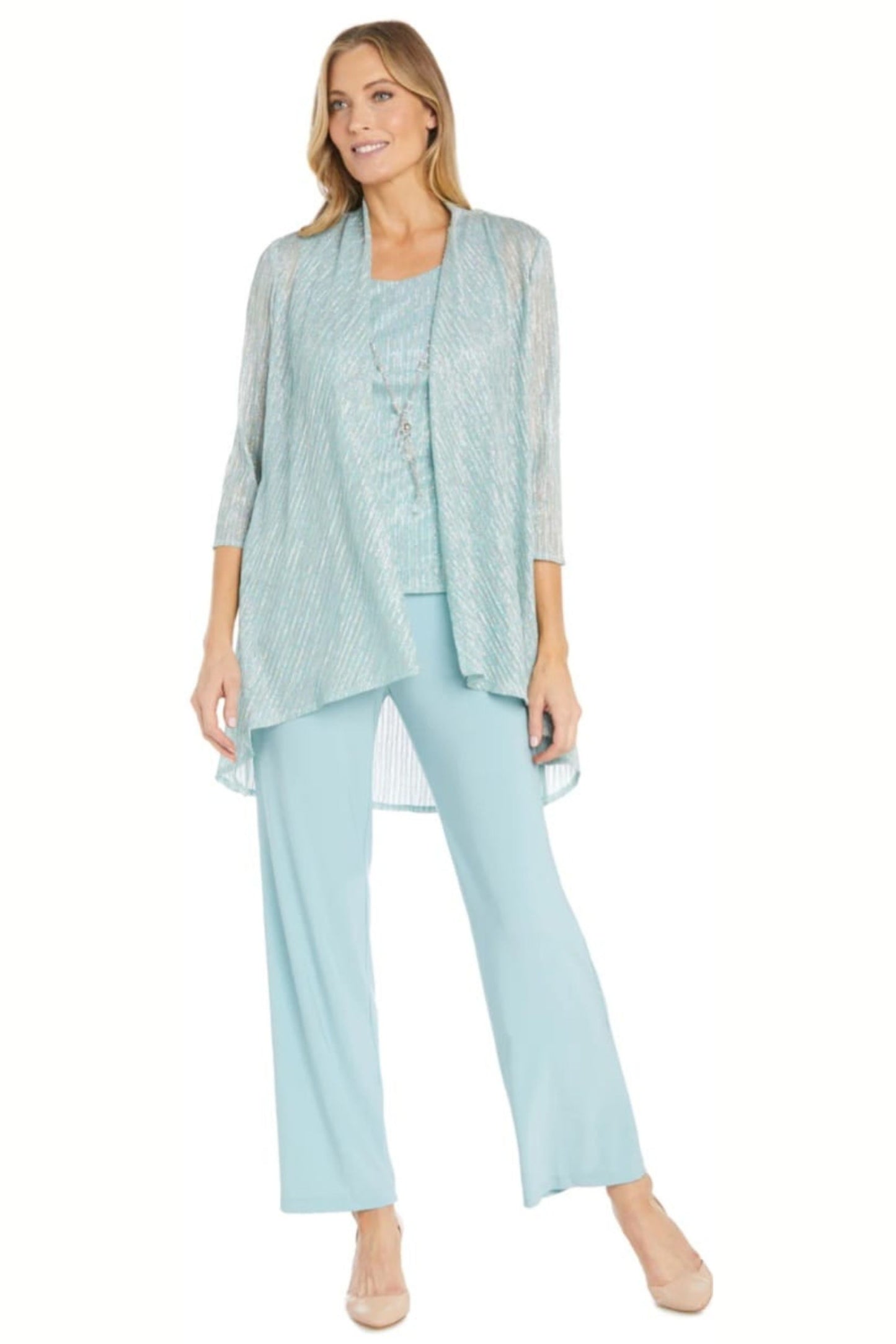 RM Richards Metallic 3-Piece Evening Pant Suit