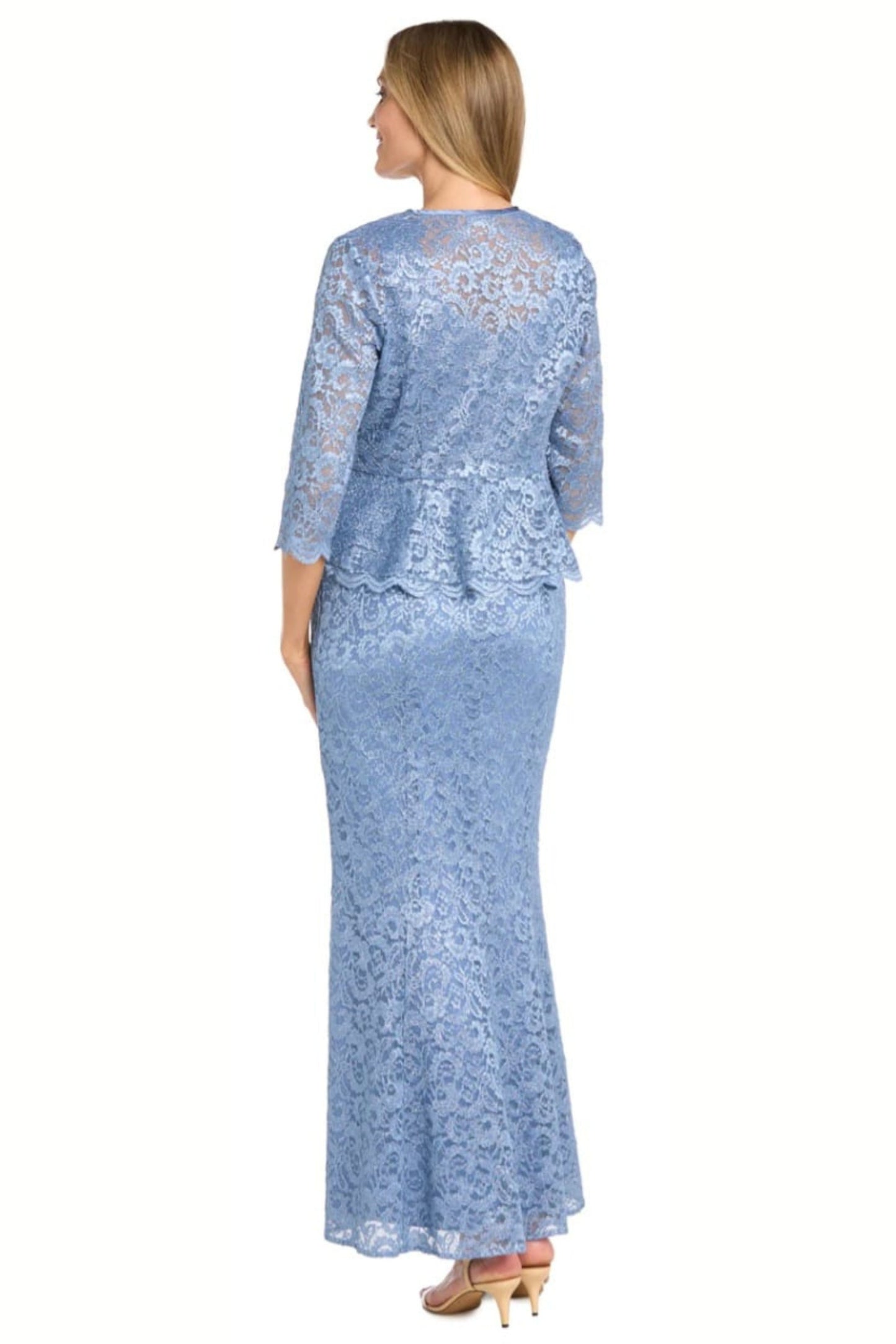 RM Richards 2-Pc Metallic Lace Formal Jacket Dress