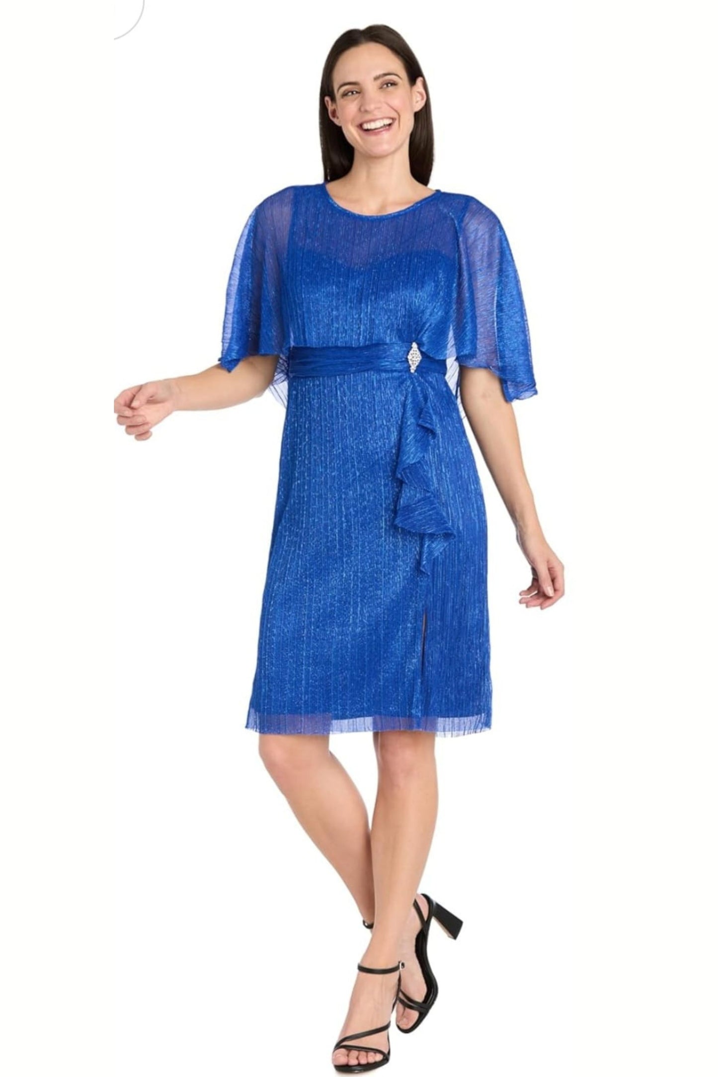 RM Richards Metallic Capelet Short Evening Dress