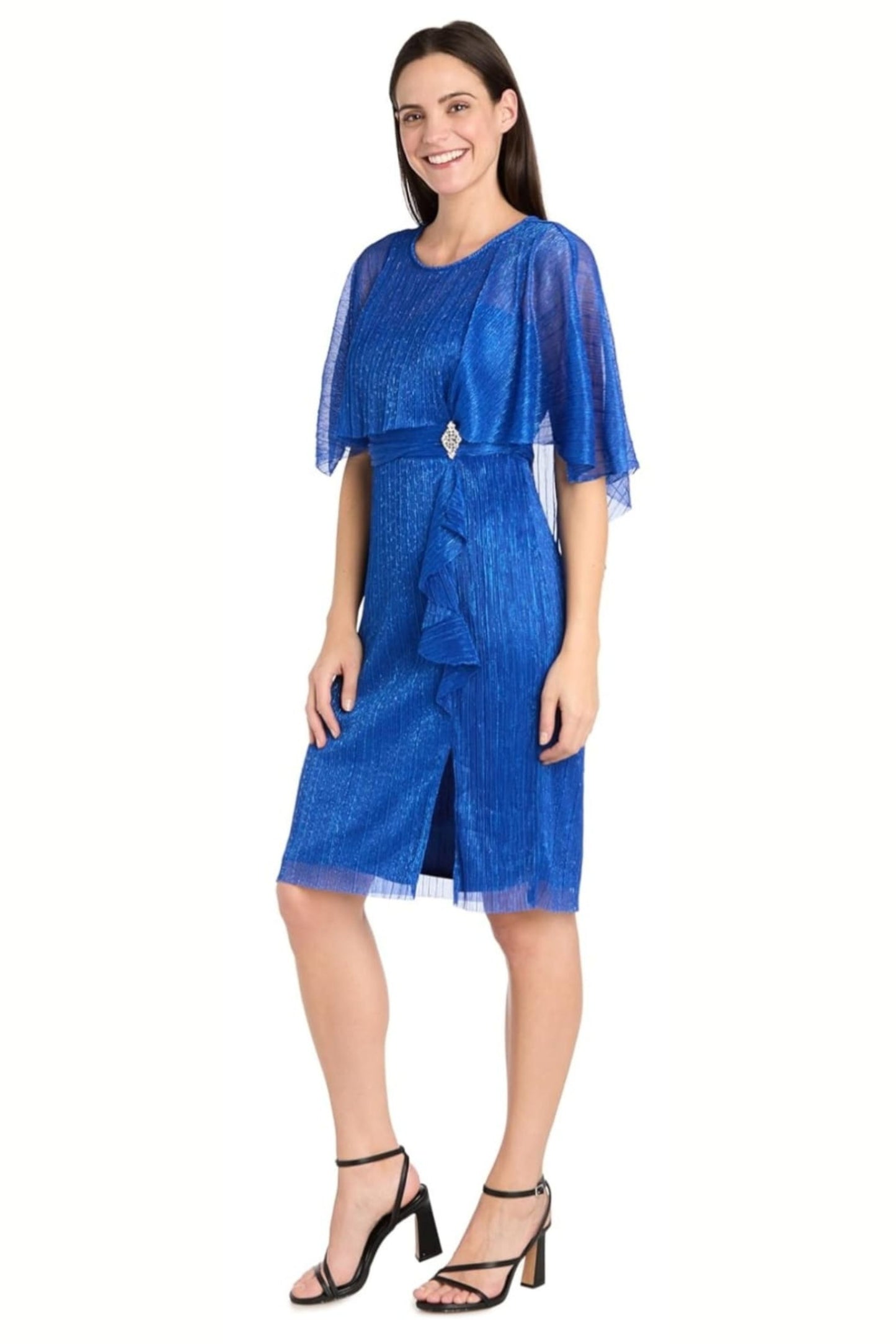 RM Richards Metallic Capelet Short Evening Dress