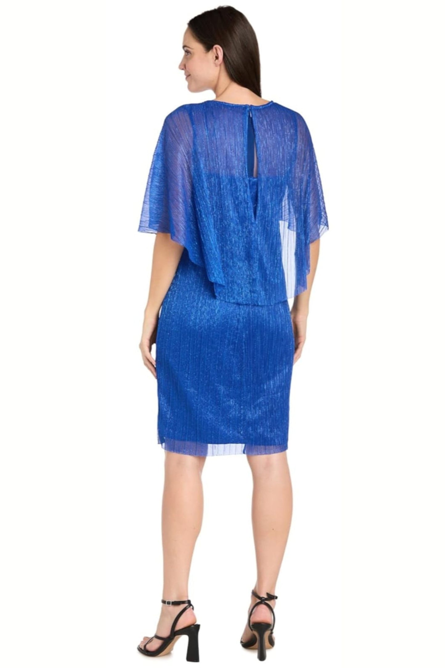 RM Richards Metallic Capelet Short Evening Dress