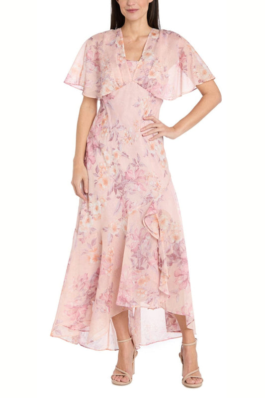 RM Richards Blush Floral Long Special Occasion Dress
