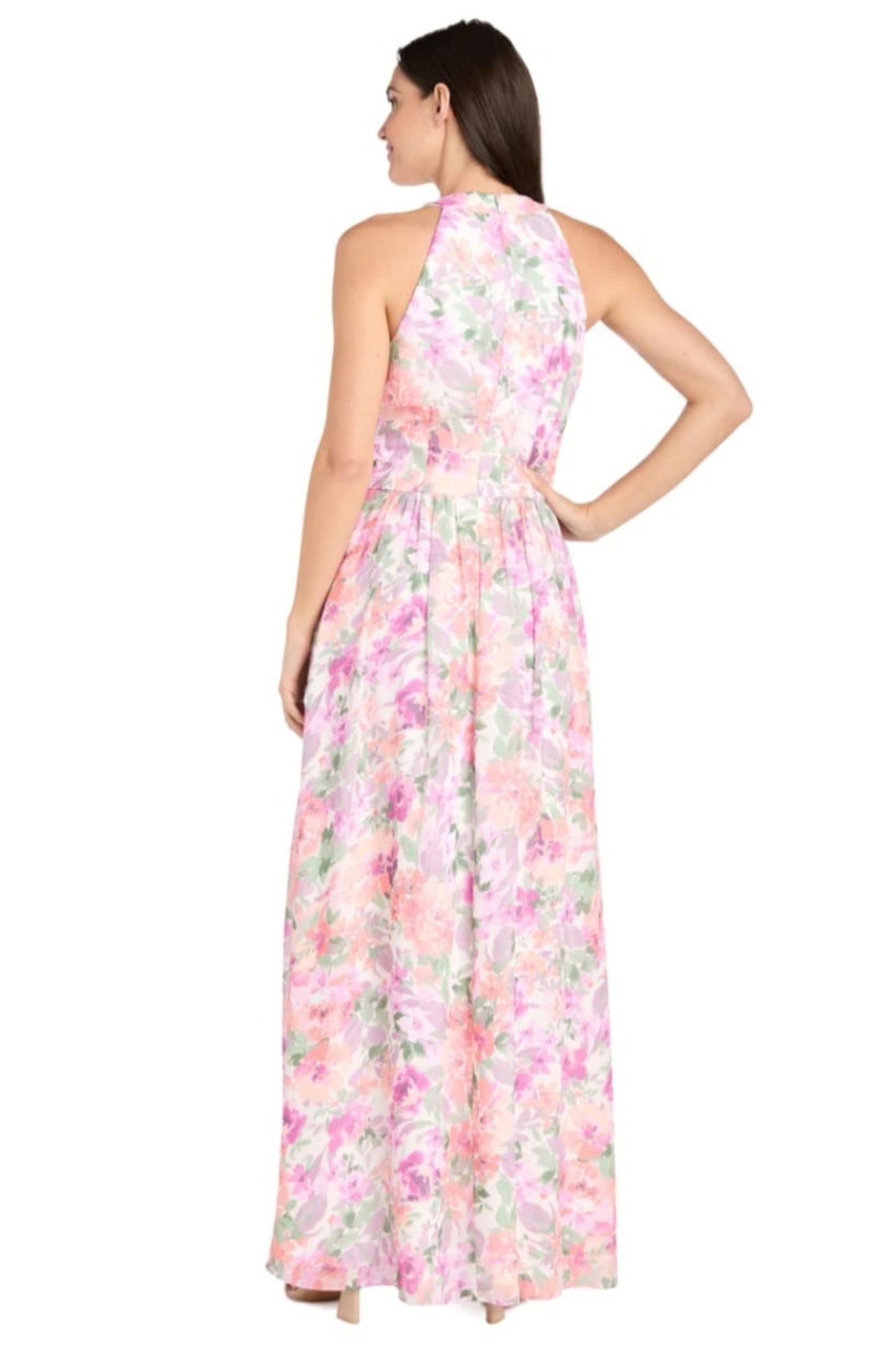 RM Richards Floral High Neck Long Evening Dress