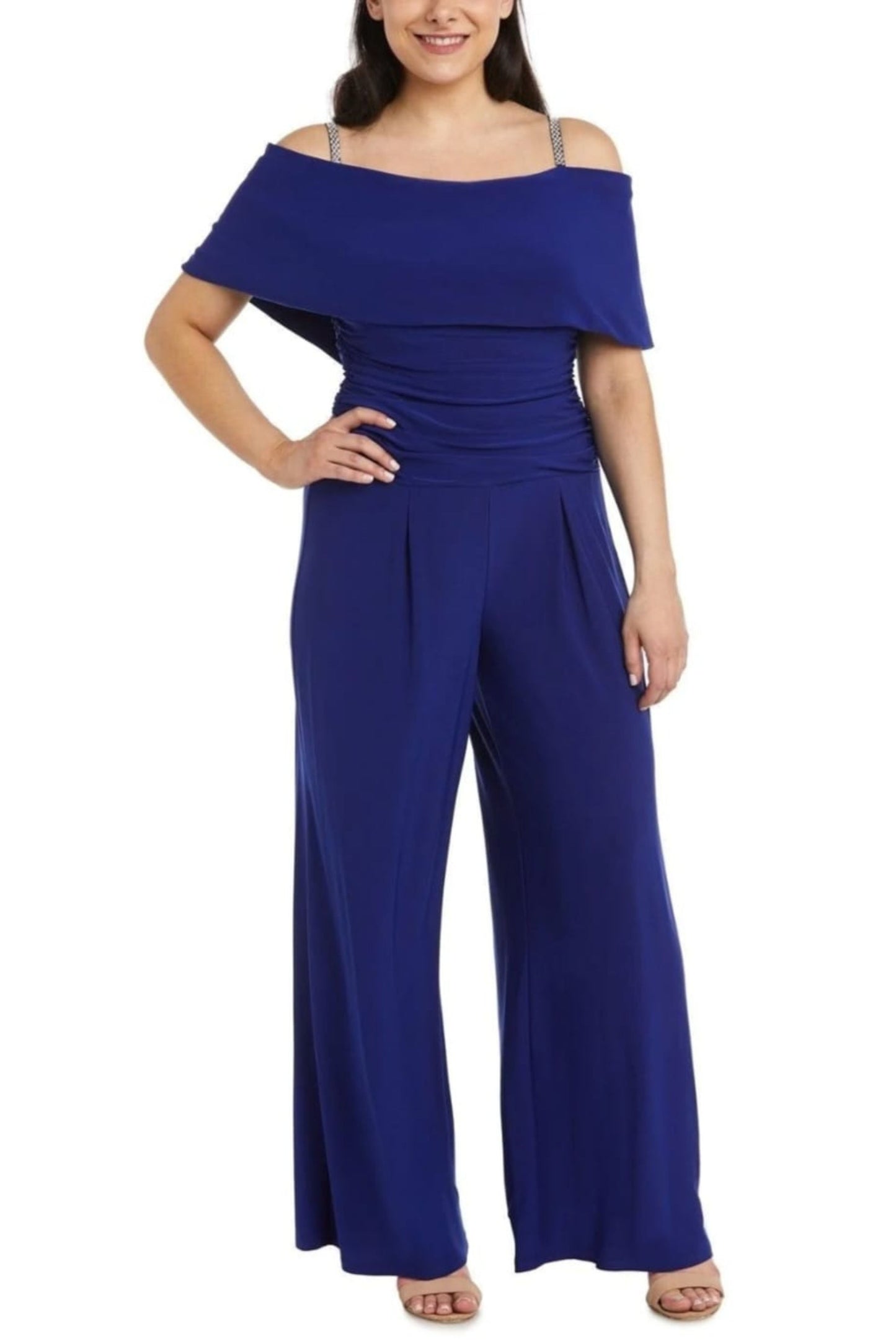 RM Richards Cold Shoulder Wide Leg Evening Jumpsuit